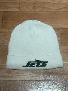 Jets White Knit Beanie Hat - Unbranded